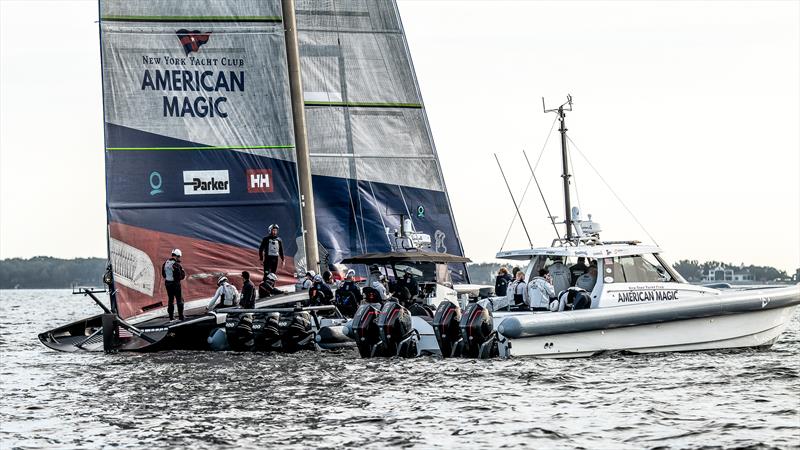 Between test runs - American Magic -  Patriot - AC75 - January 19, 2023 - Pensacola, Florida photo copyright Paul Todd/America's Cup taken at New York Yacht Club and featuring the AC75 class