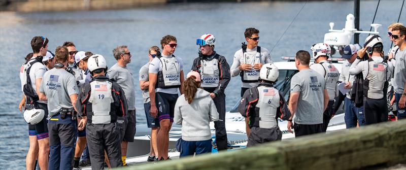 Crew briefing - American Magic -  Patriot - AC75 - January 19, 2023 - Pensacola, Florida photo copyright Paul Todd/America's Cup taken at New York Yacht Club and featuring the AC75 class