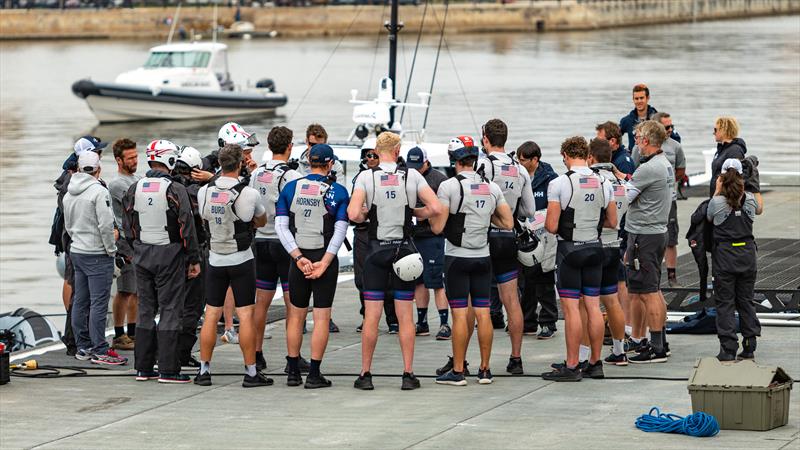 Crew talk - American Magic - AC75 - February 2, 2023 - Pensacola - photo © Paul Todd/America's Cup