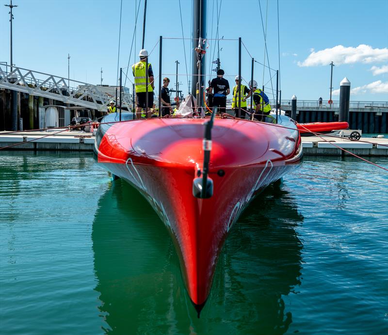 Emirates Team NZ's America's Cup champion, Te Rehutai, is launched and set up after an upgrade to Version 2 of the AC75 Class Rule - Auckland - March 20, 2023 photo copyright James Somerset/Emirates Team New Zealand taken at Royal New Zealand Yacht Squadron and featuring the AC75 class