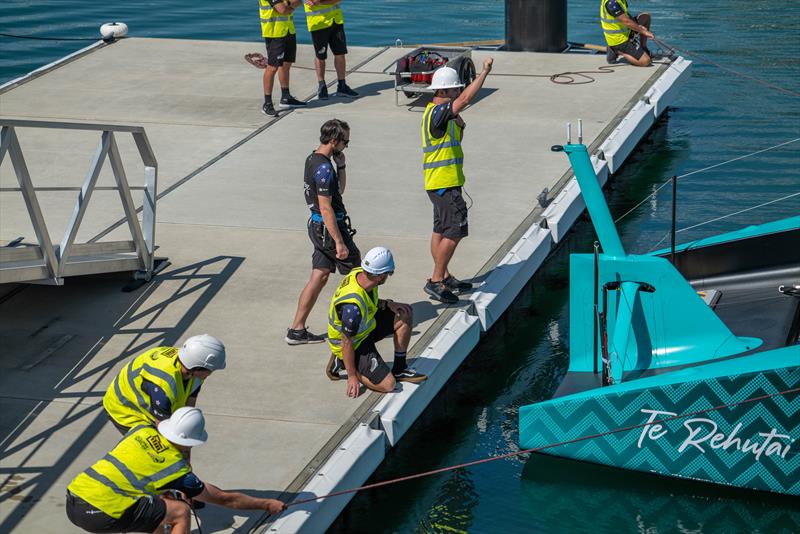 Emirates Team NZ's America's Cup champion, Te Rehutai, is launched and set up after an upgrade to Version 2 of the AC75 Class Rule - Auckland - March 20, 2023 photo copyright James Somerset/Emirates Team New Zealand taken at Royal New Zealand Yacht Squadron and featuring the AC75 class