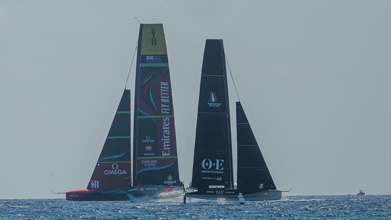 Orient Express Racing Team - AC40 - Emirates Team New Zealand - AC 75 - Day 82 - Barcelona - August 25, 2023 photo copyright Job Vermeulen / America's Cup taken at Royal New Zealand Yacht Squadron and featuring the AC75 class