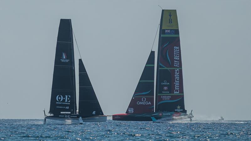 Orient Express Racing Team - AC40 - Emirates Team New Zealand - AC 75 - Day 82 - Barcelona - August 25, 2023 photo copyright Job Vermeulen / America's Cup taken at Royal New Zealand Yacht Squadron and featuring the AC75 class