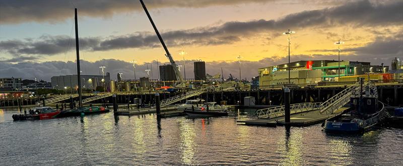 Emirates Team New Zealand returns to base after first sail - April 12, 2024 - photo © Richard Gladwell- Sail-World.com/nz