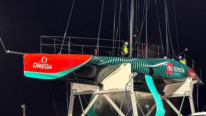 Emirates Team New Zealand returns to base after first sail - April 12, 2024 - photo © Richard Gladwell- Sail-World.com/nz