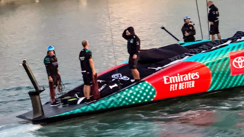 Emirates Team New Zealand returns to base after first sail - April 12, 2024 - photo © Richard Gladwell- Sail-World.com/nz