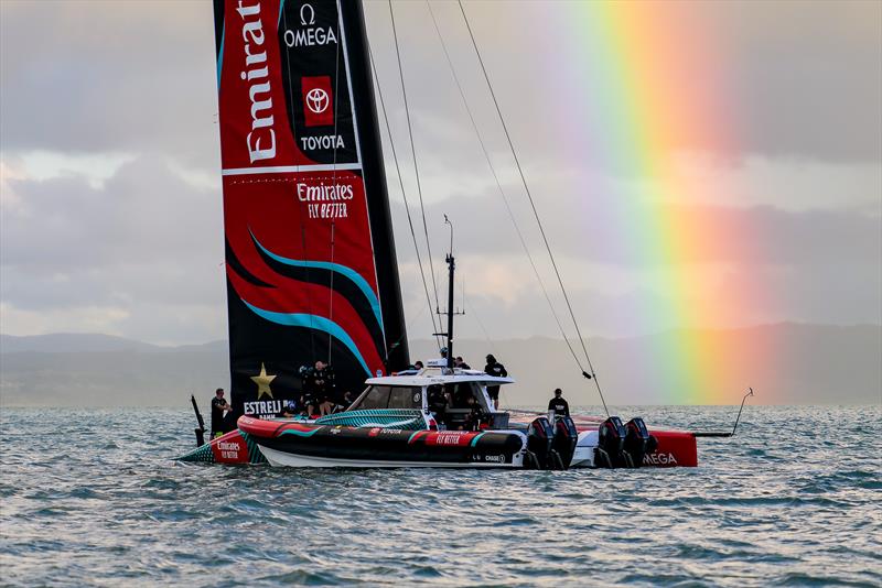 Emirates Team New Zealand- AC75 - Day 1 - April 12, 2024 - Auckland photo copyright Sam Thom/America's Cup taken at Royal New Zealand Yacht Squadron and featuring the AC75 class