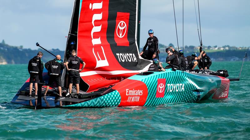 Emirates Team New Zealand- AC75 - Day 2 - April 14, 2024 - Auckland photo copyright Sam Thom/America's Cup taken at Royal New Zealand Yacht Squadron and featuring the AC75 class