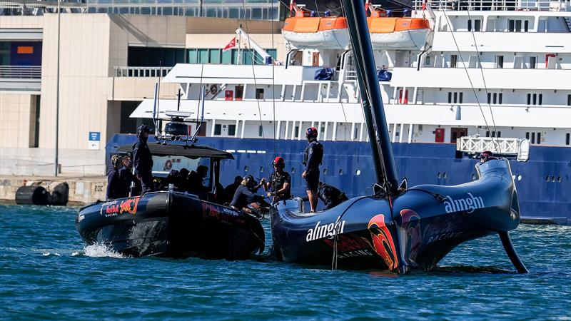 Alinghi Red Bull Racing - AC75 - Day 1 - April 16, 2024 - Barcelona photo copyright Ugo Fonolla / America's Cup taken at Société Nautique de Genève and featuring the AC75 class