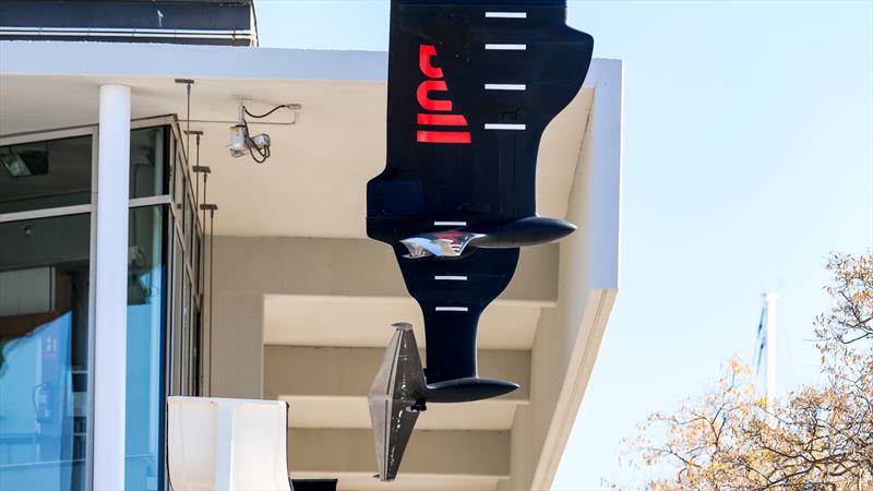 Wing Foils also have replaceable flaps adjusted by the Flight Controller  - Alinghi Red Bull Racing- AC75 - Day 6 - April 24, 2024 - Barcelona photo copyright Ugo Fonolla / America's Cup taken at Société Nautique de Genève and featuring the AC75 class