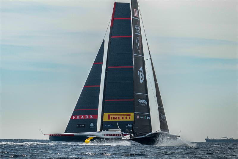 Luna Rossa and American Magic - AC75 - Day 12 - May 25, 2024 - Barcelona - photo © Alex Carabi / America's Cup