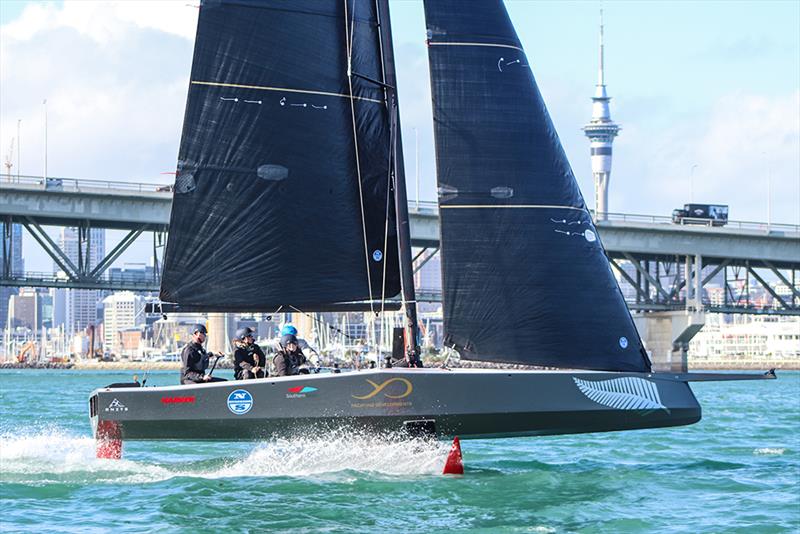 Kotare - America's Cup Youth Boat - AC9F - sailing on the Waitemata - June 24, 2020 photo copyright Andrew Delves taken at Royal New Zealand Yacht Squadron and featuring the AC9F class