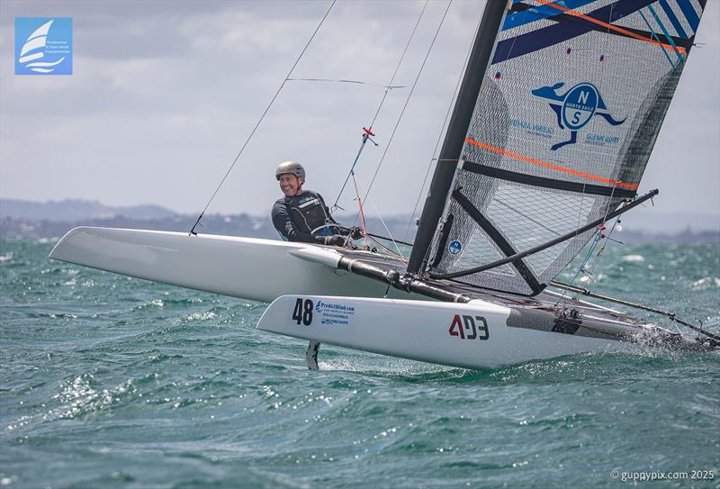 Derek Scott (NZL) - Day 4 - 2025 Predictwind A-Class World Championships - November 14, 2025 - Milford NZ - photo © Gordon Upton / www.guppypix.com