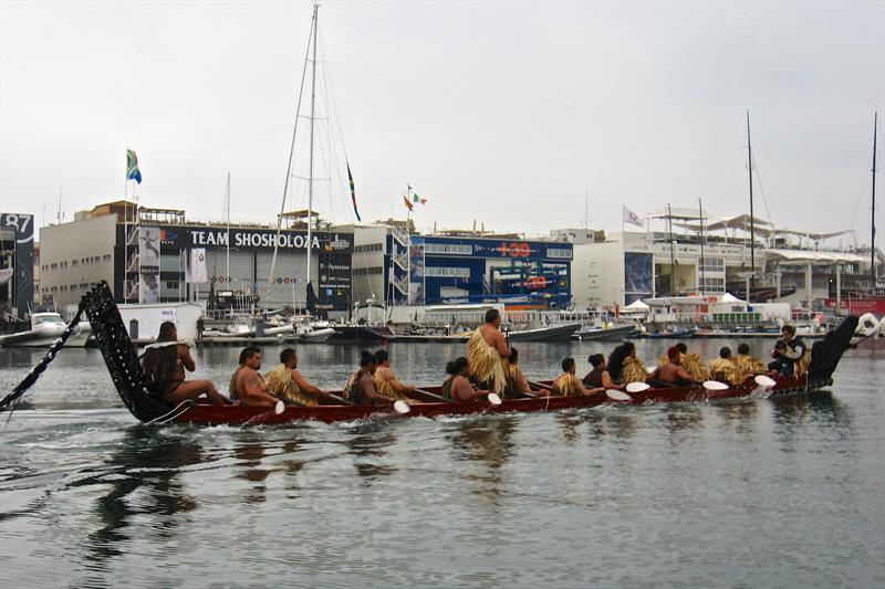 Maori waka paddles in the Darcena - 2007 America's Cup, Valencia, Spain photo copyright Todd Niall taken at  and featuring the ACC class