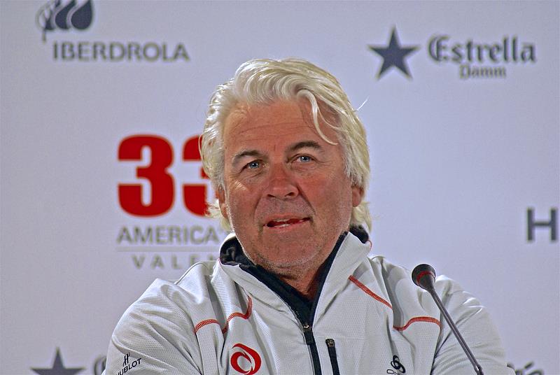 Brad Butterworth at the Media Conference following the loss of the America's Cup in 2010 photo copyright Richard Gladwell taken at  and featuring the ACC class