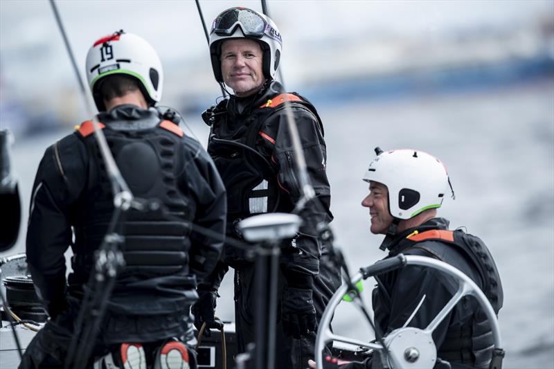 Terry Hutchinson and the afterguard on the first day of sailing in Pensacola, Florida for NYYC American Magic's AM38 - photo © Amory Ross