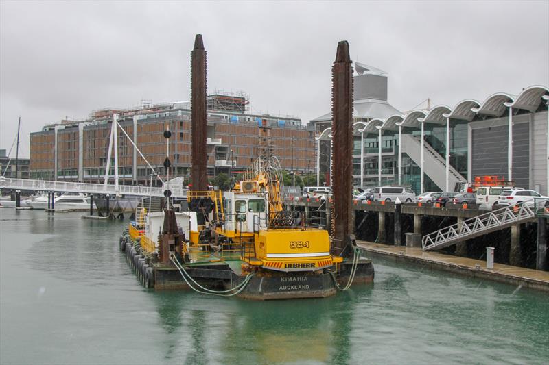 Pile driving outside Emirates Team NZ base - America's Cup Bases, Auckland, March 8, 2019 photo copyright Richard Gladwell taken at  and featuring the ACC class