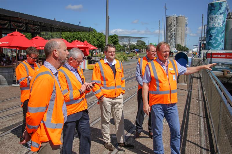 Simeon Tienpont with Kurt Grant - DutchSail visit - America's Cup Bases, Auckland, February 2019 - photo © Richard Gladwell