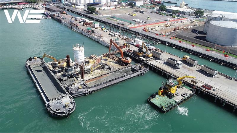 Disposal of the dredged mud in the `pugmill` before being trucked to Hampton Downs - America's Cup base development - Wynyard Edge Alliance - Update March 28, 2019  photo copyright Wynyard Edge Alliance taken at Royal New Zealand Yacht Squadron and featuring the ACC class