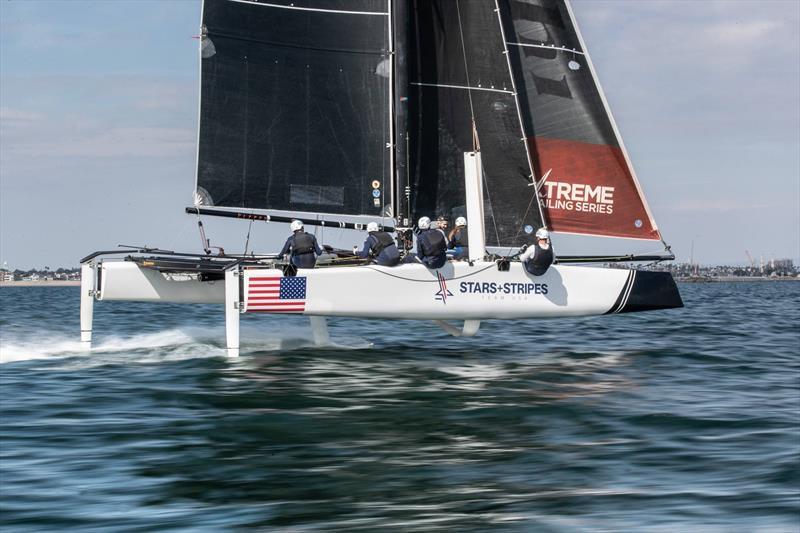 Stars and Stripes Team USA training in a GC32 photo copyright Matt Knighton taken at Long Beach Yacht Club and featuring the ACC class