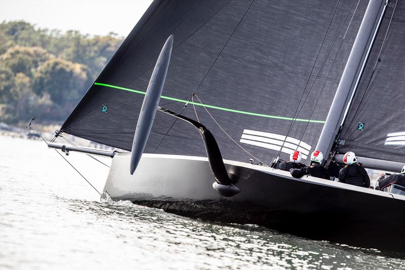 The foil arm will be a supplied one design part, the wing attached to it is designed and built by the teams and the canting mechanism inside the boat is also a supplied one design part - America's Cup  - photo © Amory Ross - NYYC American Magic