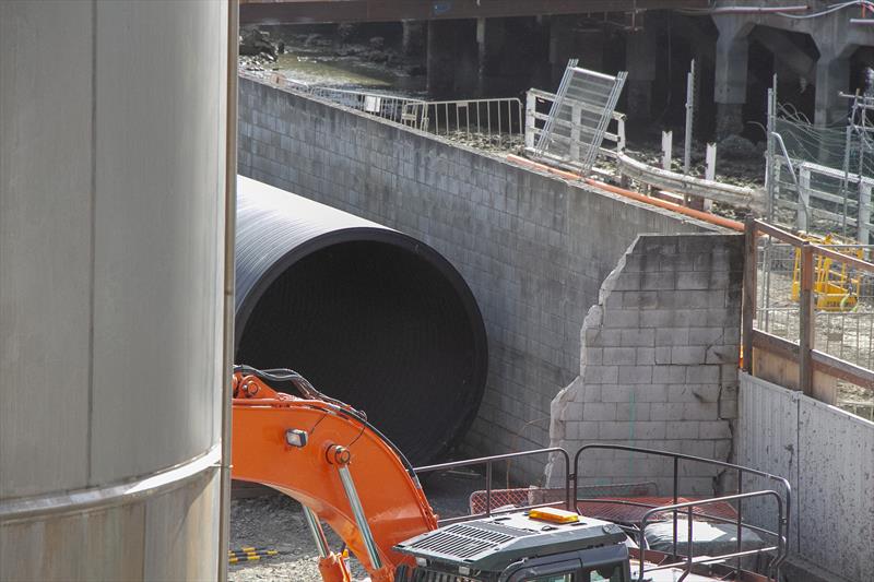 New storm water outfall pipe - Wynyard Wharf - America's Cup Construction - January 7, 2019 photo copyright Richard Gladwell / Sail-World.com taken at Royal New Zealand Yacht Squadron and featuring the ACC class