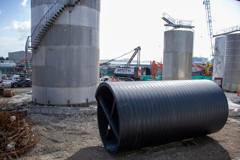 New storm water pipe being laid the length of Wynyard Wharf - America's Cup Construction - January 7, 2019 - photo © Richard Gladwell / Sail-World.com