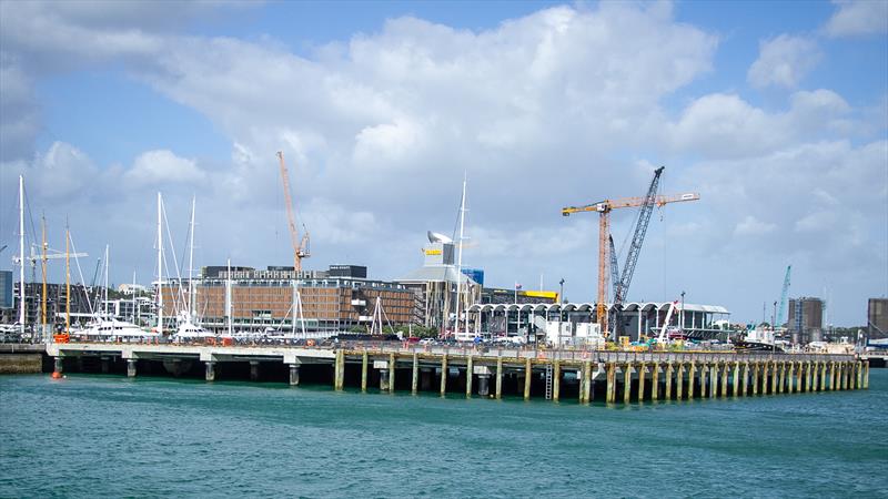 Full Hobson Wharf extension with some construction for Luna Rossa bases underway- America's Cup Construction - January 7, 2019 photo copyright Richard Gladwell / Sail-World.com taken at Royal New Zealand Yacht Squadron and featuring the ACC class