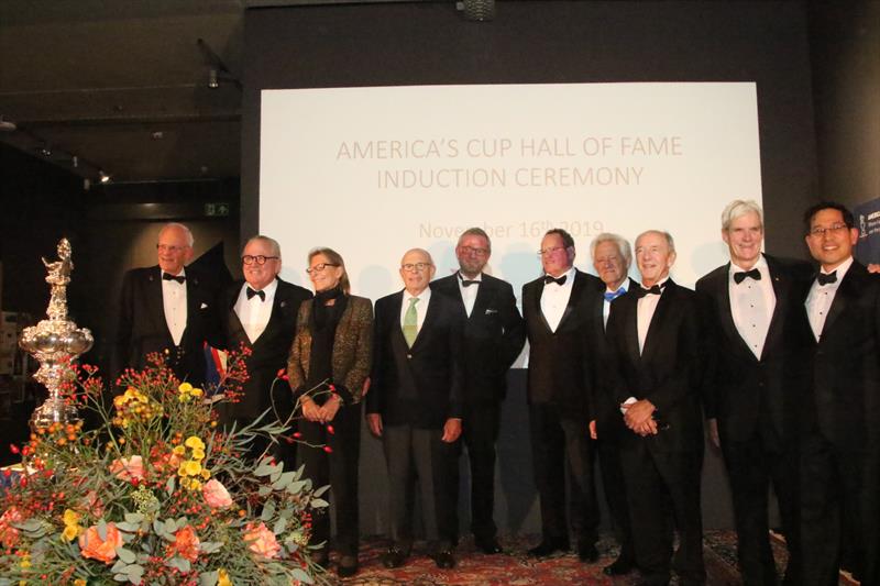 Current and past inductees in attendance take the stage - America's Cup Hall of Fame Induction - November , 2019 - Yachting  Heritage Centre, Flensburg, Germany photo copyright Katrin Storsberg taken at Flensburger Segel-Club and featuring the ACC class