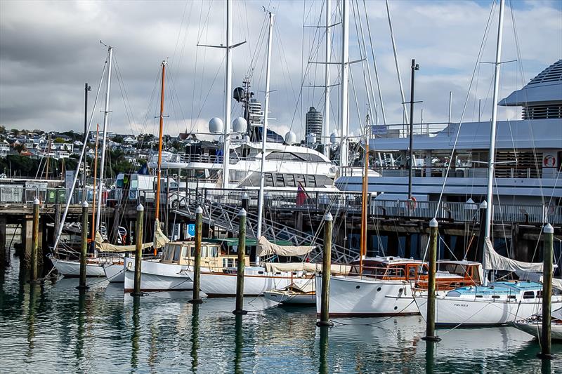 Part of Auckland's Classic Yacht fleet is moored backing onto the Superyacht maintenance facility photo copyright Richard Gladwell / Sail-World.com taken at Royal New Zealand Yacht Squadron and featuring the ACC class