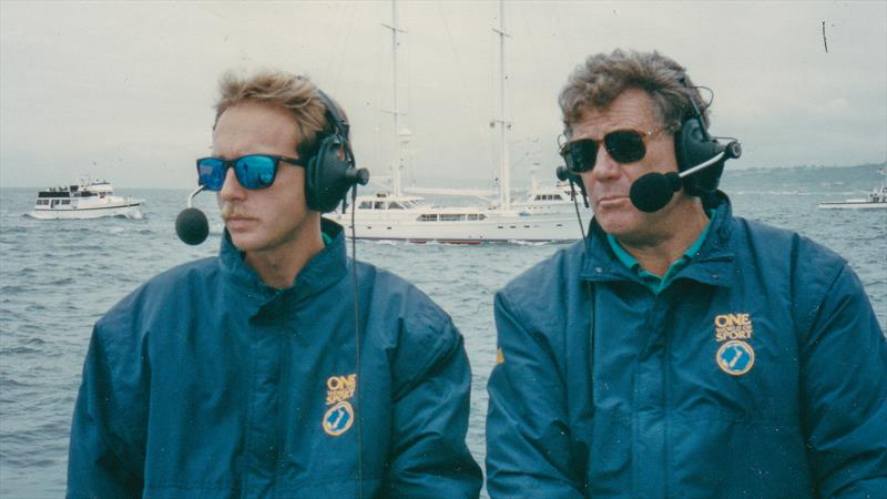 Peter Montgomery with co-commentator Glen Sowry - 1992 America's Cup, San Diego photo copyright Montgomery archives taken at Royal New Zealand Yacht Squadron and featuring the ACC class