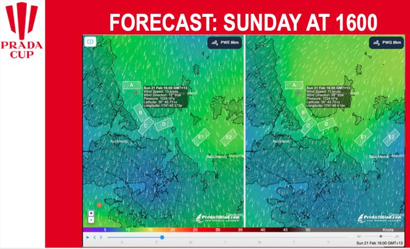 Sunday 1600hrs Forecast - Day 4 Prada Cup Finals - February 21, 2021 - America's Cup 36 - photo © Prada Cup media