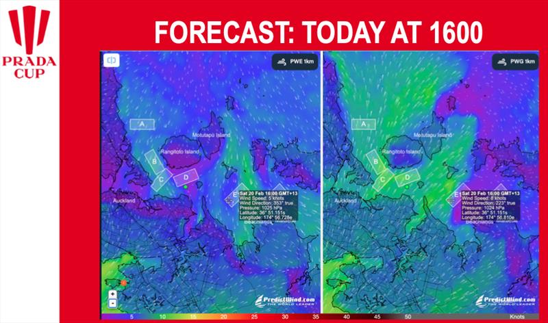 Saturday 1600hrs Forecast - Day 3 Prada Cup Finals - February 20, 2021 - America's Cup 36 photo copyright Prada Cup media taken at Circolo della Vela Sicilia and featuring the ACC class