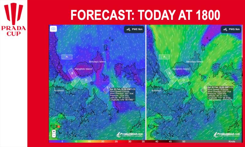 Saturday 1800hrs Forecast - Day 3 Prada Cup Finals - February 20, 2021 - America's Cup 36 - photo © Prada Cup media