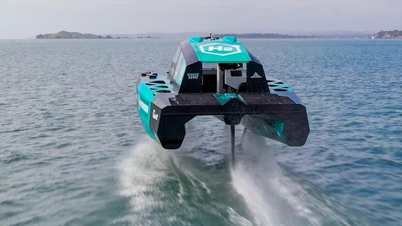 Emirates Team New Zealand's Hydrogen powered foiling chase boat undergoes sea trials on the Hauraki Gulf - May 2022 photo copyright Emirates Team New Zealand taken at Royal New Zealand Yacht Squadron and featuring the ACC class