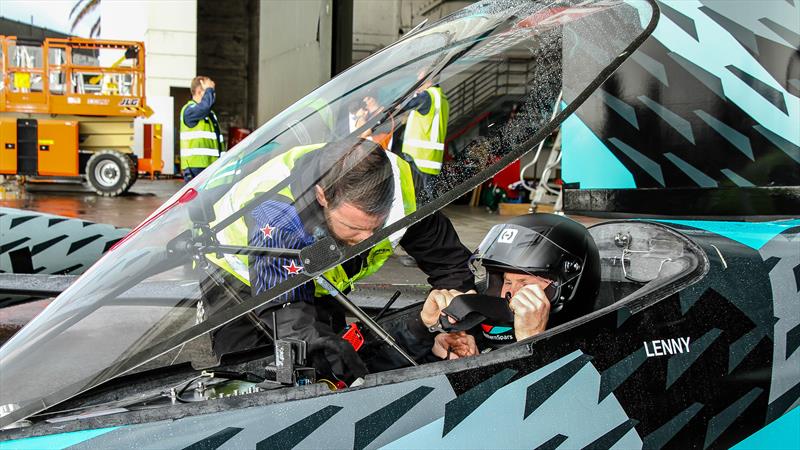 Pilot Glenn Ashby goes through a final cockpit check before the canopy is closed - Project Speed - Emirates Team New Zealand - Whenupai -May 20, - photo © Richard Gladwell - Sail-World.com/nz