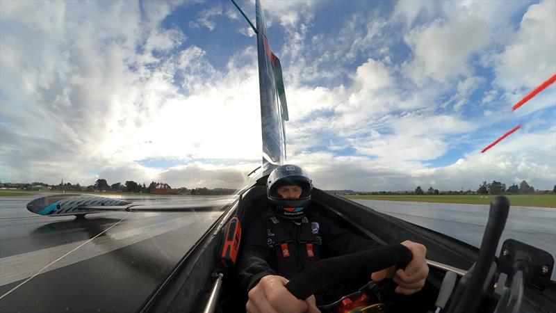 Emirates Team New Zealand's wind powered land speed craft ˜Horonuku` is tested at RNZAF base Whenuapai photo copyright Hamish Hooper / Emirates Team New Zealand taken at Royal New Zealand Yacht Squadron and featuring the ACC class