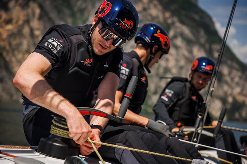 Nils Theunick of Switzerland and Alinghi Red Bull Racing seen prior the GC32 race in Riva Del Garda, Italy on May 26, 2022 photo copyright Samo Vidic taken at  and featuring the ACC class