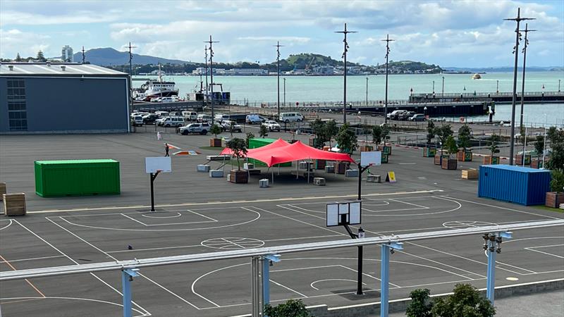 Other space on Wynyard Point has been turned into a basketball/netball court photo copyright Richard Gladwell - Sail-World.com/nz taken at Royal New Zealand Yacht Squadron and featuring the ACC class