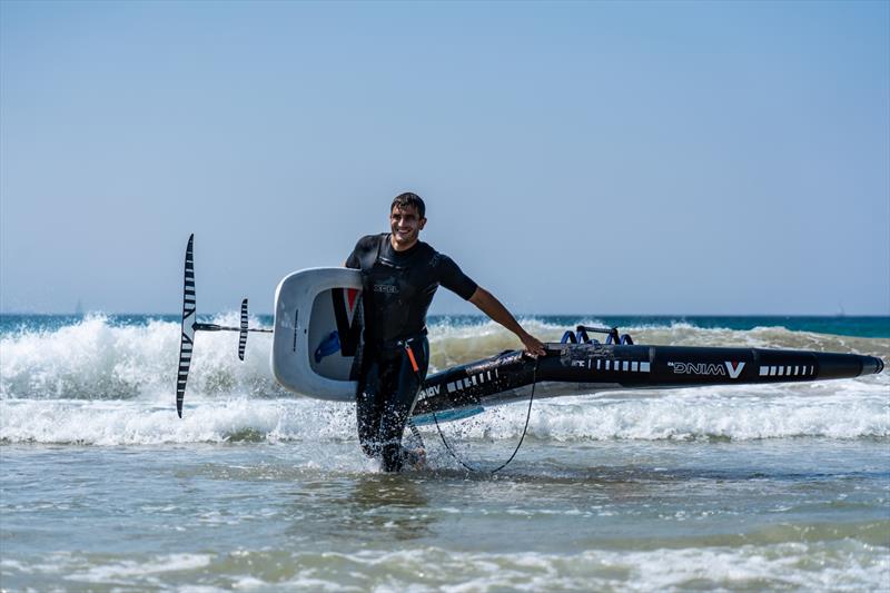 Blair Tuke coming out of the water after wing foiling session in Tarifa, Spain photo copyright Beau Outteridge taken at Real Club Náutico de Palma and featuring the  class