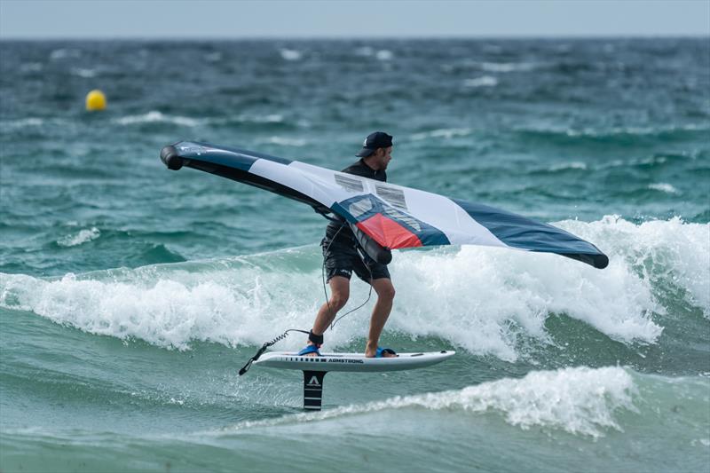 Nathan Outteridge surfing waves during a wing foiling session in Tarifa, Spain. - photo © Beau Outteridge