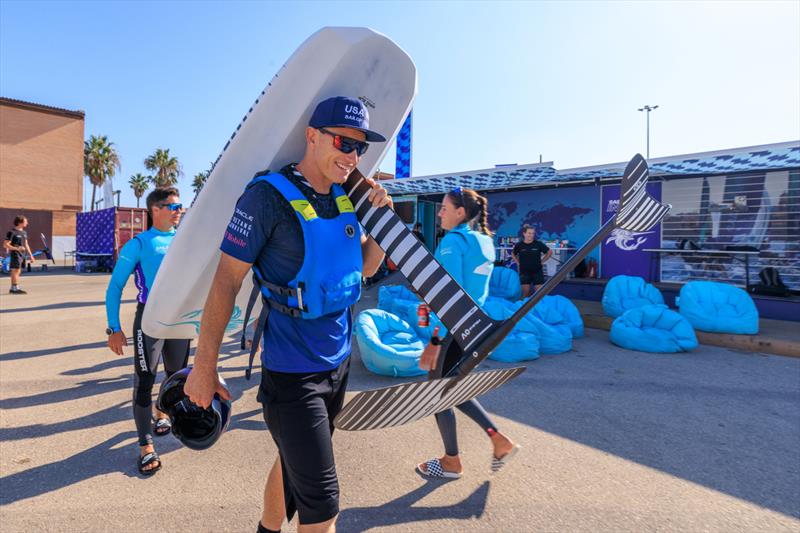 Jimmy Spithill, CEO & driver of USA SailGP Team, joins young sailors in the SailGP Inspire program to try out the Armstrong foil board ahead of the Spain Sail Grand Prix in Cadiz, Andalusia, Spain. 22nd September  - photo © Felix Diemer/SailGP