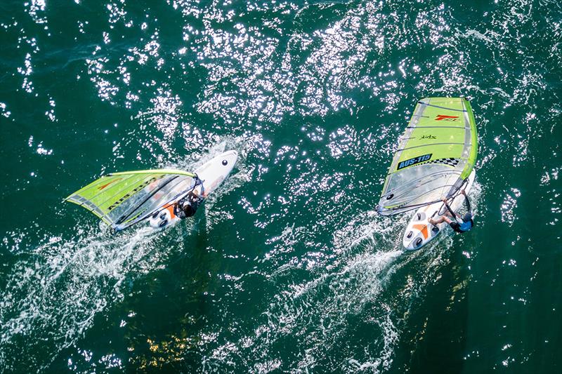 Aerial shot of the Bic Technos taking full advantage of the lighter wind - 2018 NSW Youth Championship photo copyright Beau Outteridge taken at  and featuring the Bic Techno class
