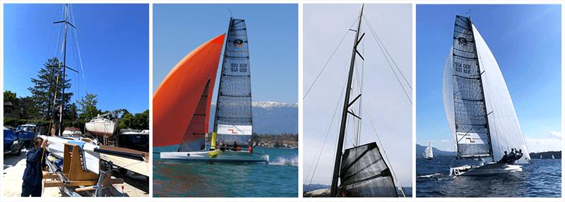 Thomas Jundt's QFX 35ft foiling monohull before launch and sailing on Lake Geneva photo copyright Loris von Siebenthal taken at Société Nautique de Genève and featuring the  class