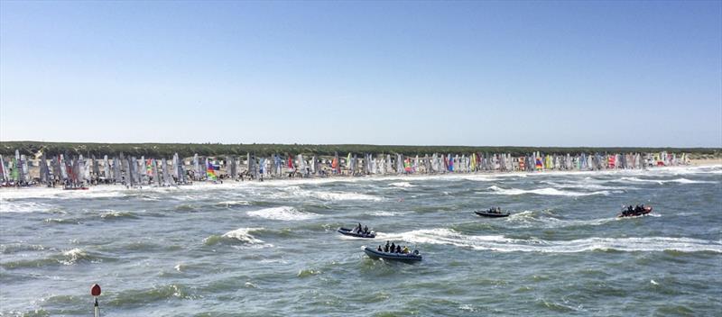 Lining up on the beach ahead of the 38th Round Texel Race photo copyright Jim Hoogerhout taken at  and featuring the Catamaran class