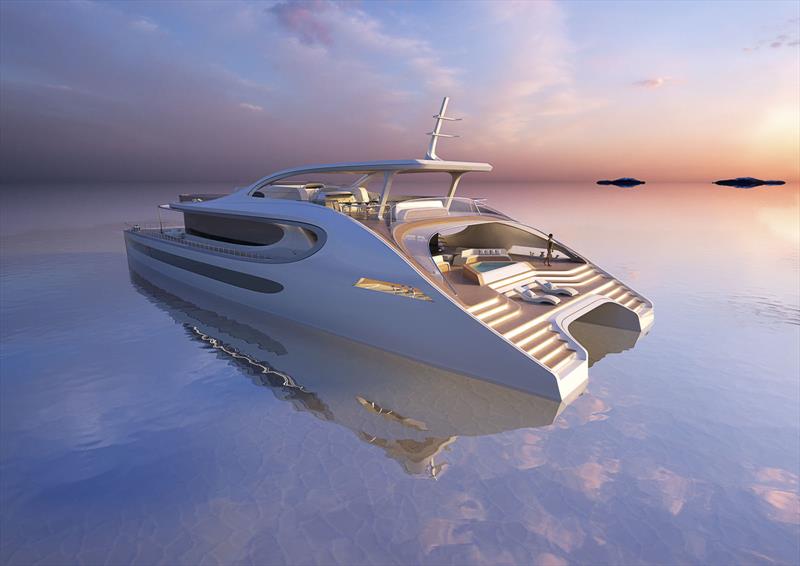 A render of Rossinavi's Oneiric, designed by Zaha Hadid Architect photo copyright Rossinavi taken at  and featuring the Catamaran class