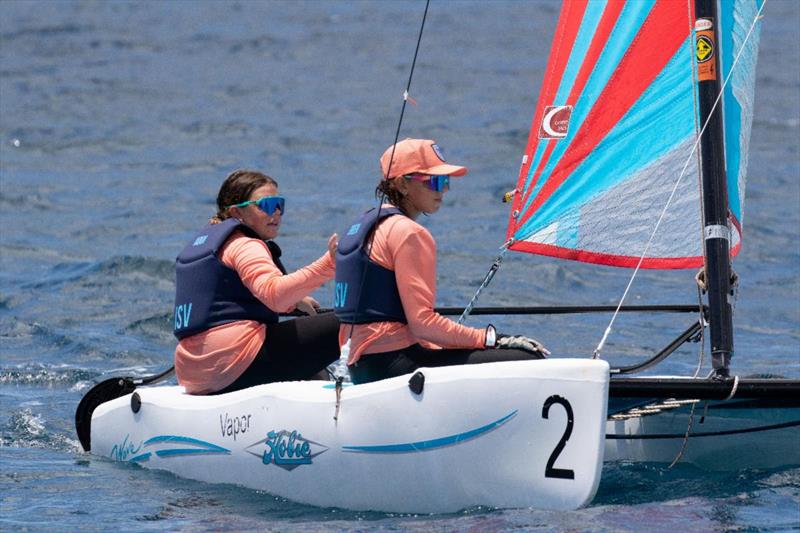 51st St. Thomas International Regatta Day 2: Lilly Brewer and Scarlett Green on BowDown - photo © STIR / www.ingridabery.com