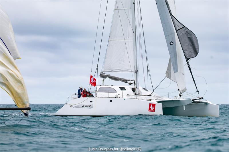 Rushour about to round the first mark of the race - New Caledonia Groupama Race photo copyright Nic Douglass @SailorGirlHQ taken at Cercle Nautique Calédonien and featuring the Catamaran class