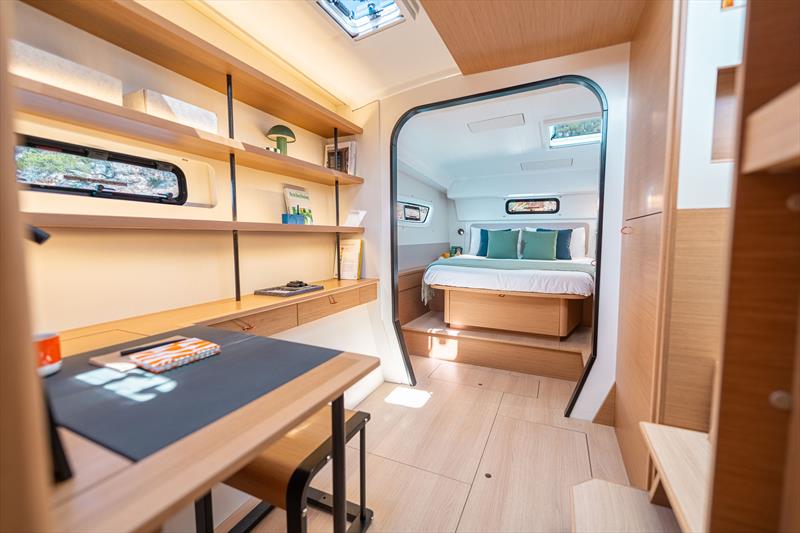 Excess 13 Master Stateroom and Pulse Line 'black' theme extends to all the flourishes photo copyright Yann Riou taken at  and featuring the Catamaran class