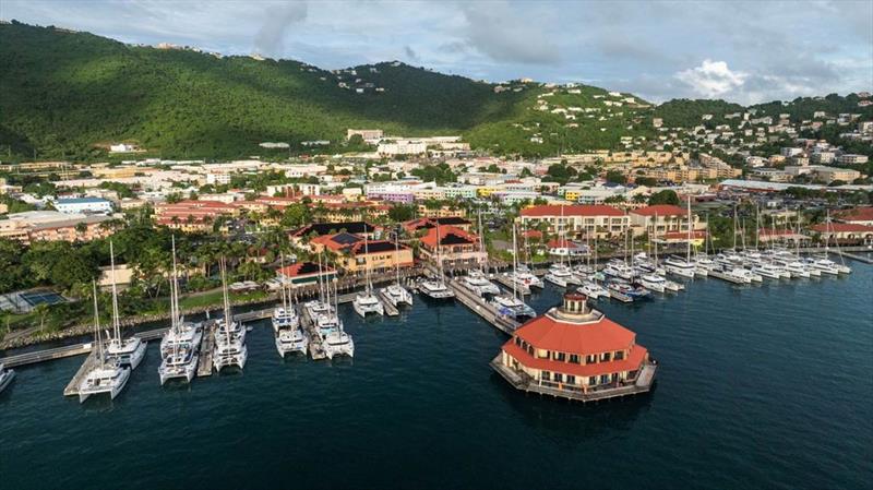 A birds-eye view of the 2024 USVI Charter Yacht Show photo copyright Mango Media taken at  and featuring the Catamaran class